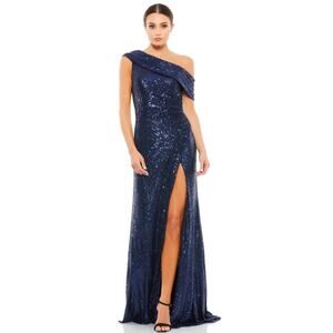 IEENA for Mac Dougal #26550 Asymmetrical neck sequin dress midnight blue Size 0